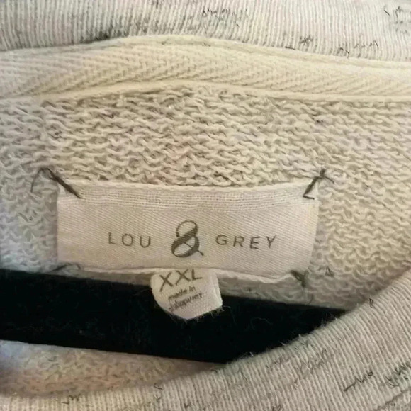 Lou & Grey Womens Sweatshirt XXL White Gray Black Heathered Back Zip Round Neck - Picture 3 of 7